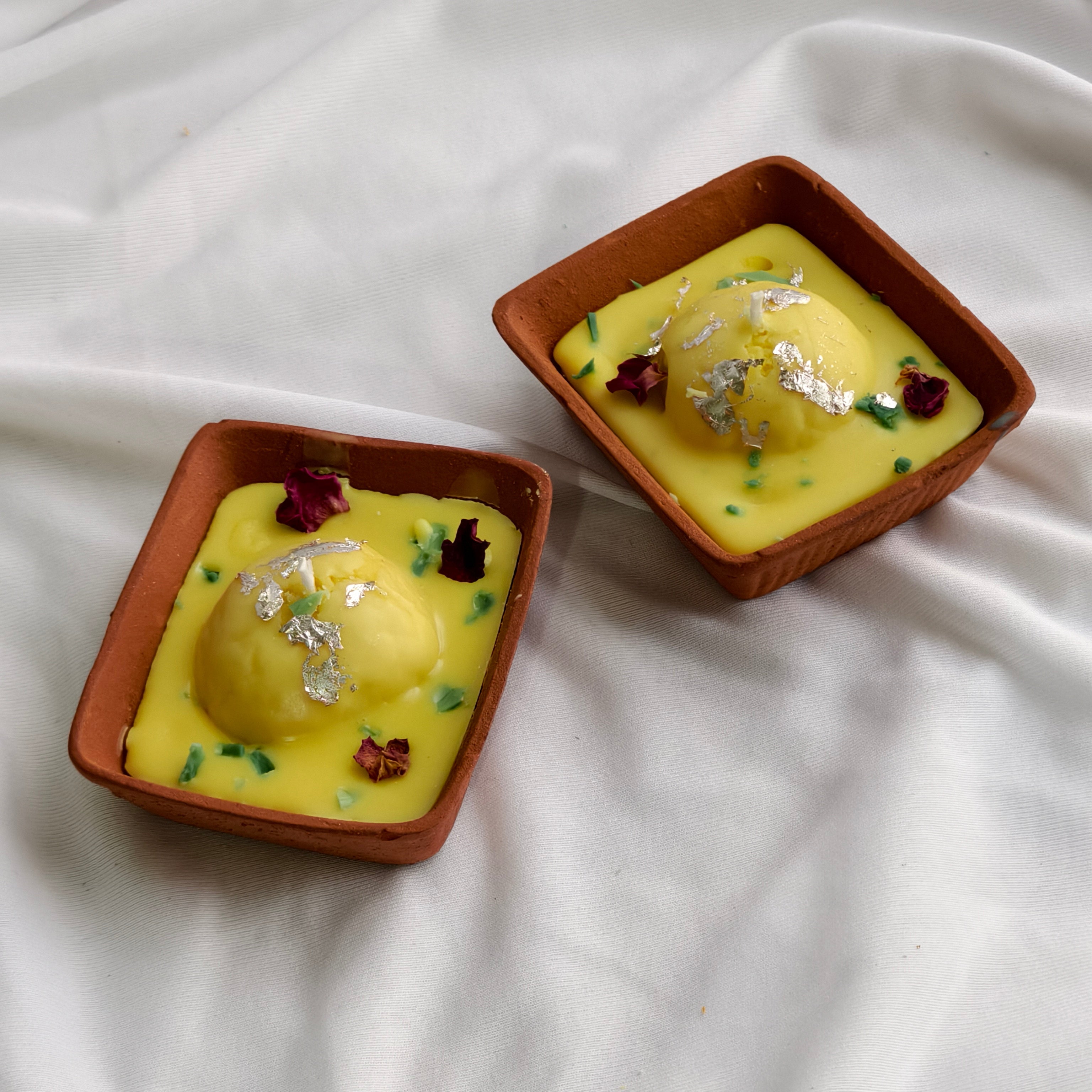 Handmade Rasmalai Candle with Rose Fragrance