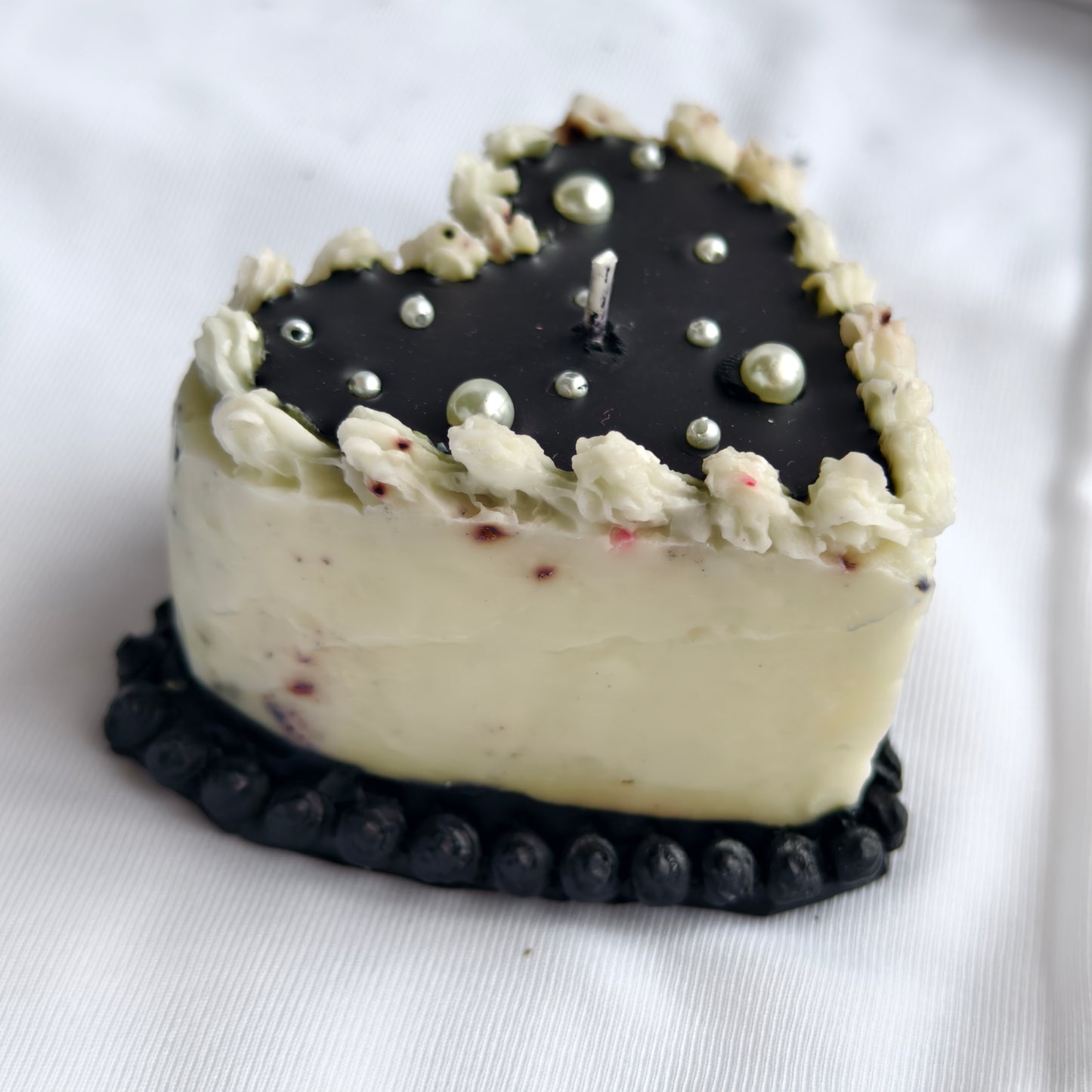 Black & White Heart Soy Wax Candle with Pearls
