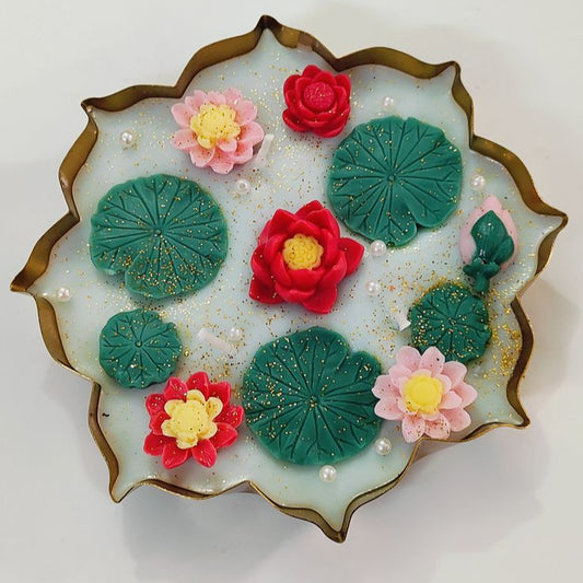 Handmade Lotus & Lily Pad Decorative Urli Candle