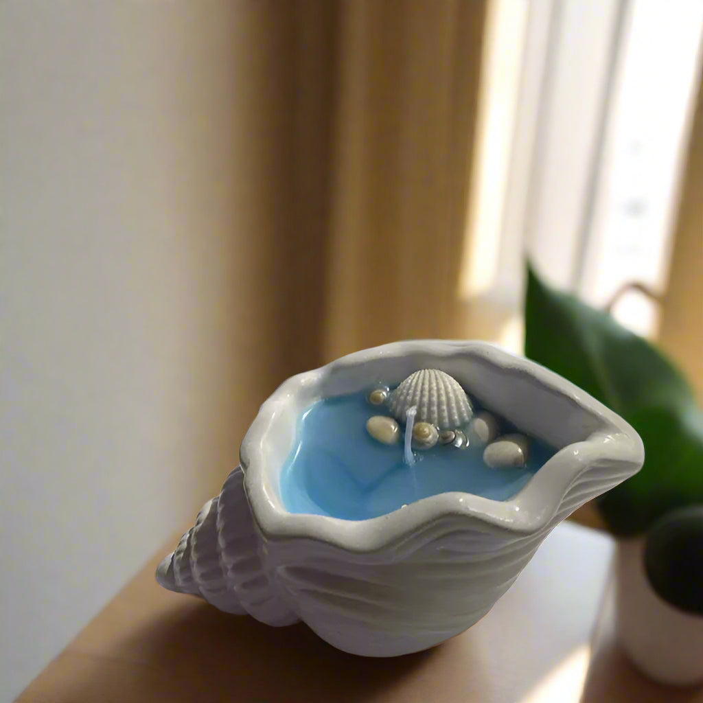 Coastal Glow Handmade Shell Candle