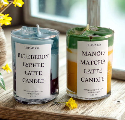 Blueberry Lychee Latte & Mango Matcha Latte Candles – SHAMA.CO | Luxurious Scented Candles