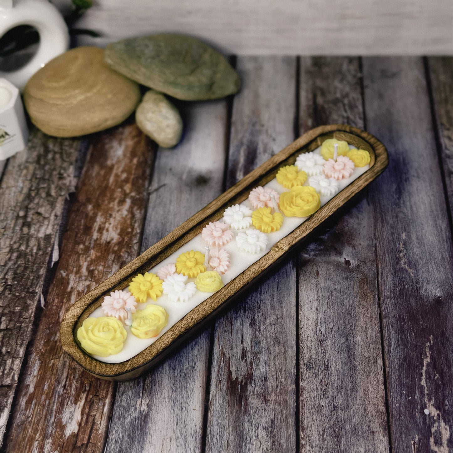 Serenity Tray Candle – Wooden Décor Edition