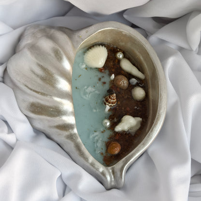 SHAMA's Beach vibe Shell Candle with real Seashells