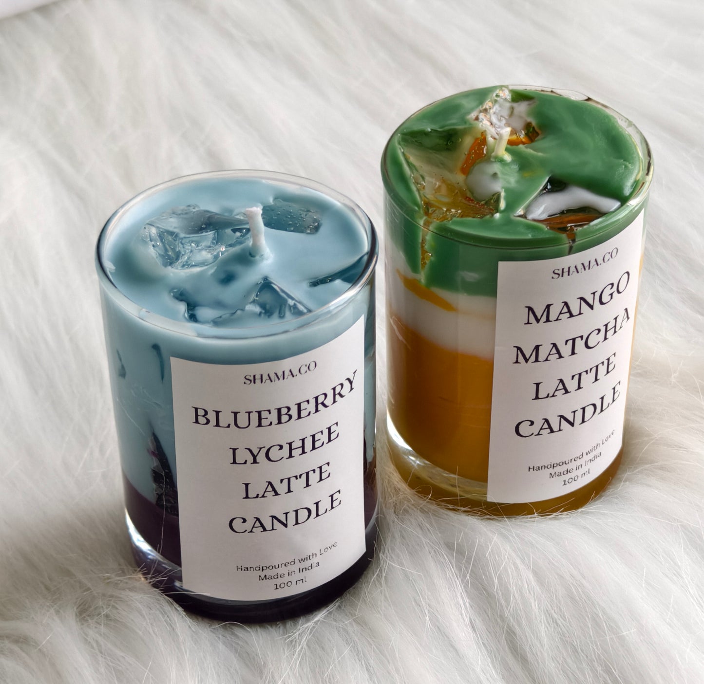 Blueberry Lychee Latte & Mango Matcha Latte Candles – SHAMA.CO | Luxurious Scented Candles