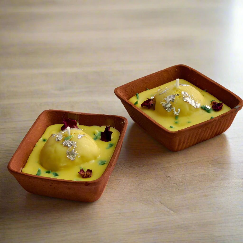 Handmade Rasmalai Candle with Rose Fragrance