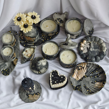 Black & Gold Textured Candle Décor Collection