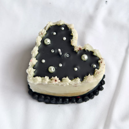 Black & White Heart Soy Wax Candle with Pearls