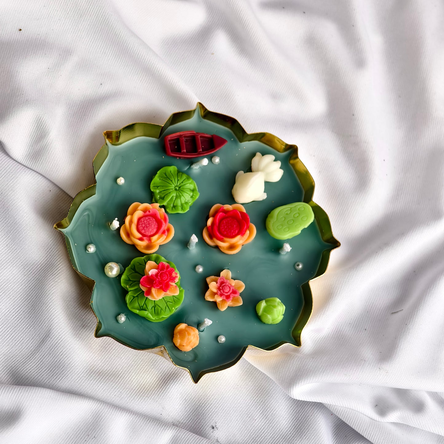 Lotus Pond-Themed Soy Wax Candle Bowl