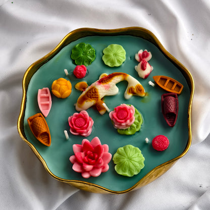 Koi Pond Scented Soy Wax Candle with 3D Detailing