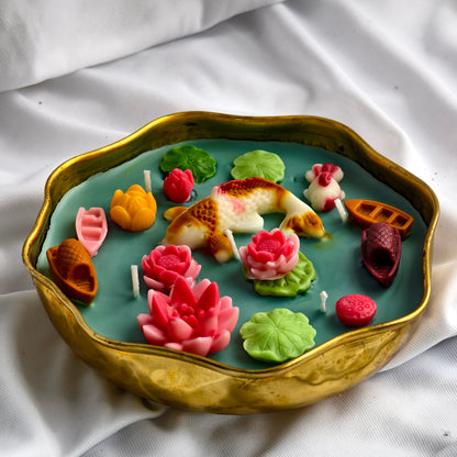 Koi Pond Scented Soy Wax Candle with 3D Detailing