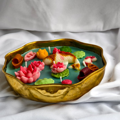 Koi Pond Scented Soy Wax Candle with 3D Detailing
