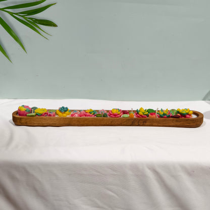 Handmade Botanical Succulent Candle in Wooden Tray