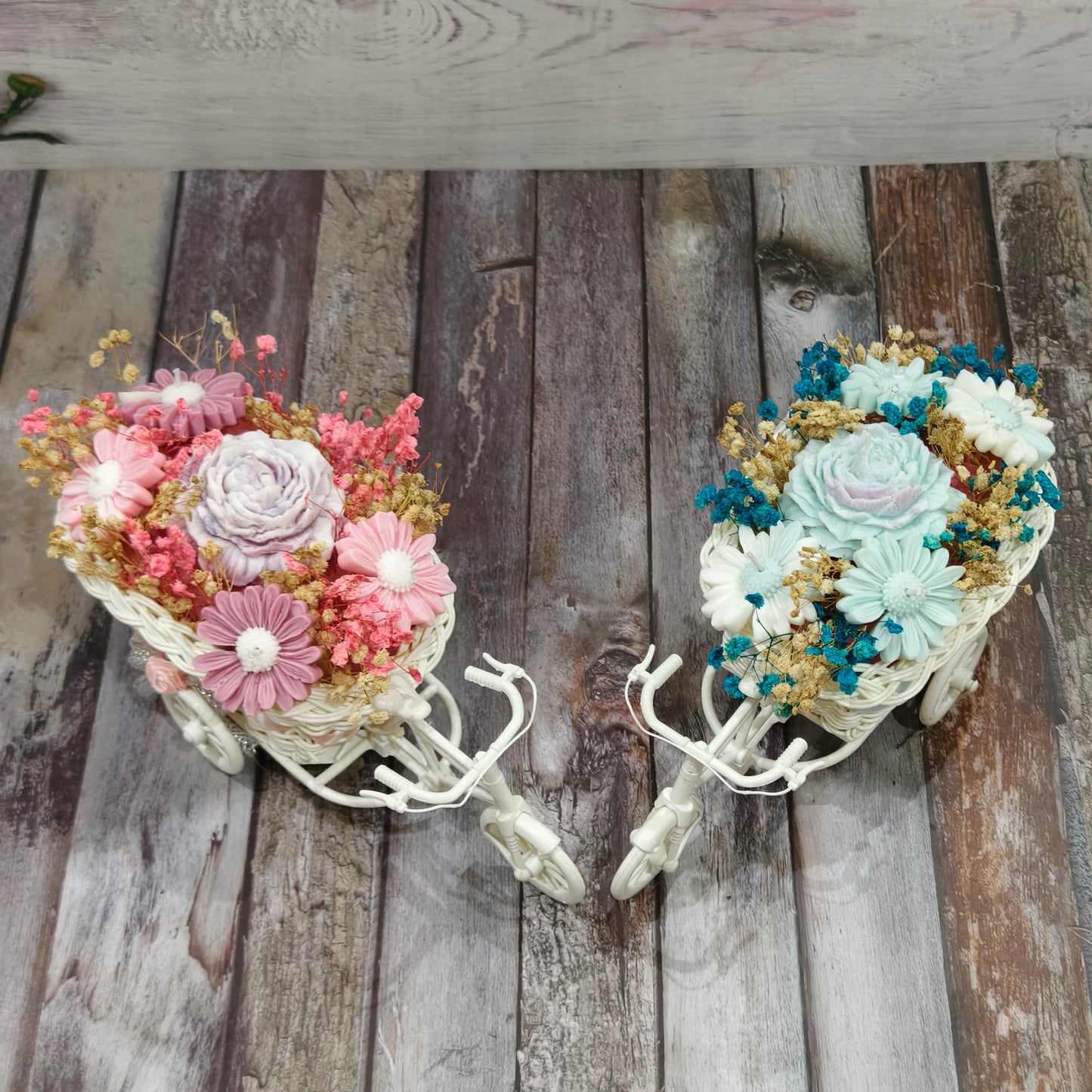 Pastel Petal Candle Bicycle Planter | 1 unit