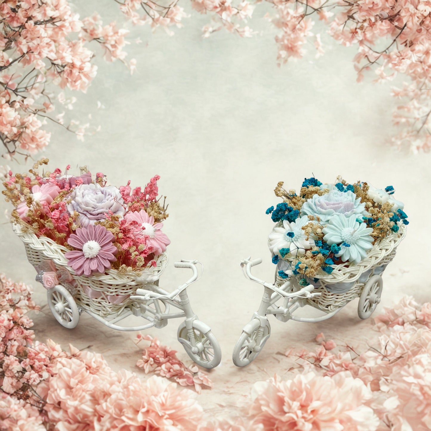 Pastel Petal Candle Bicycle Planter | 1 unit