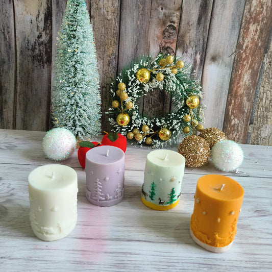 Winter Glow Pillar Candles - Christmas