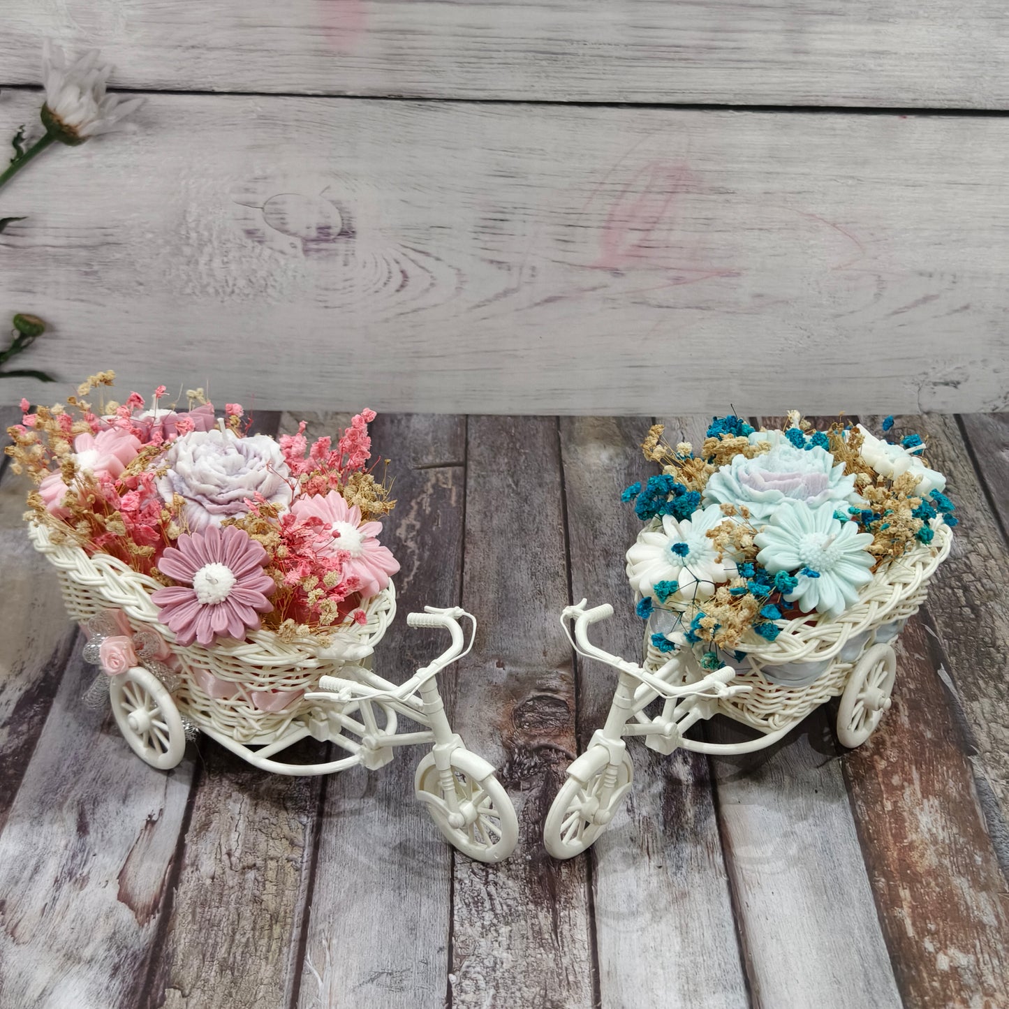 Pastel Petal Candle Bicycle Planter | 1 unit