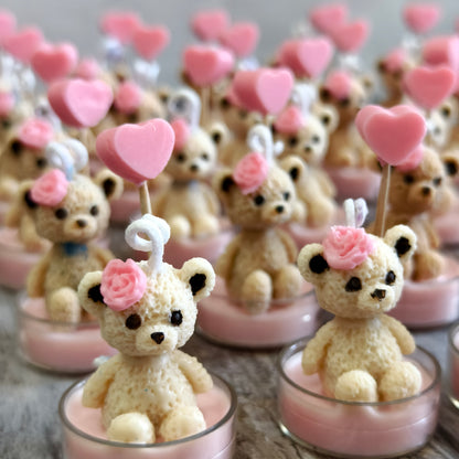 Sweetheart Teddy Bear Candle Set (Pack of 8)